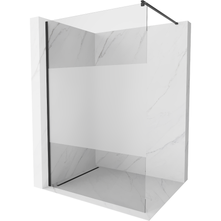 Mexen Kioto Walk-in Shower Wall 120 x 200 cm, Transparent/Frosted 8 mm, Black - 800-120-101-70-35
