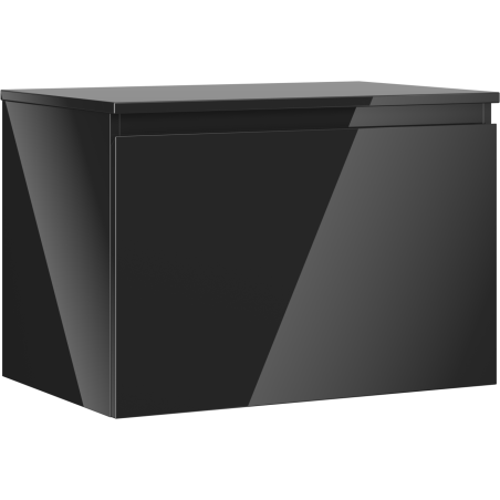 Mexen Orio Badezimmerschrank unter Waschbecken 70 cm mit Arbeitsplatte, 1 Schublade, Schwarz Glanz - 91A10-07047-1-BFC70