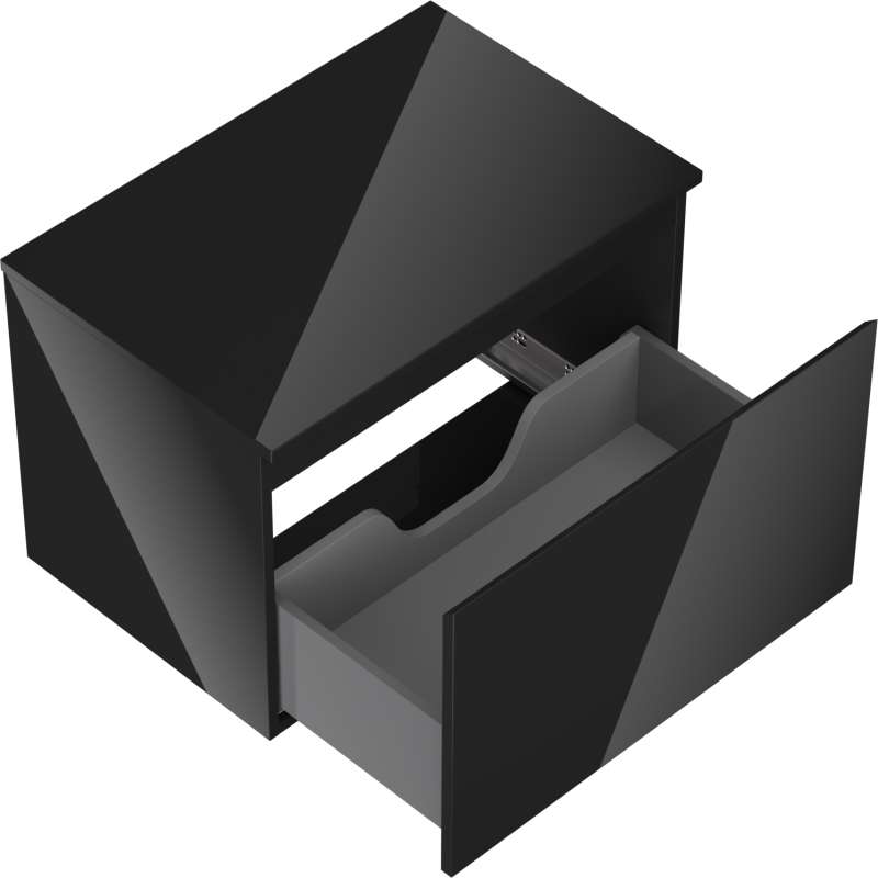 Mexen Orio Badezimmerschrank 70 cm mit Arbeitsplatte, 1 Schublade, schwarz glänzend - 91A10-07047-1-BFC70