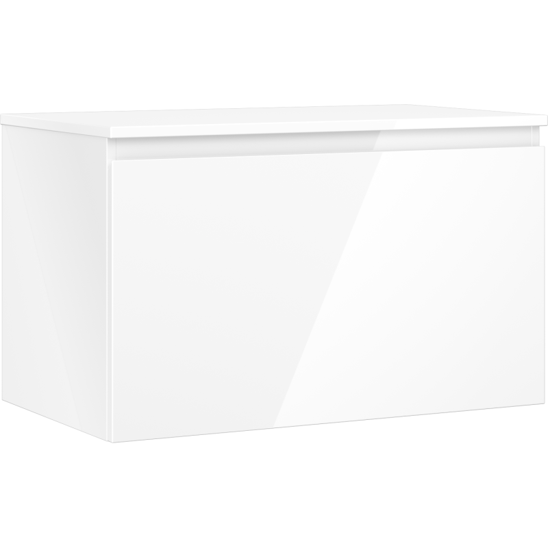 Mexen Orio Badezimmerschrank 80 cm mit Arbeitsplatte, 1 Schublade, weiß glänzend - 91A10-08047-1-BFC00