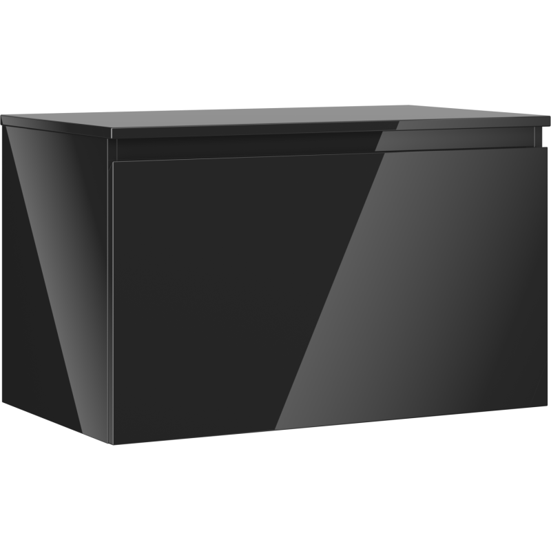 Mexen Orio Badezimmerunterschrank 80 cm mit Arbeitsplatte, 1 Schublade, schwarz glänzend - 91A10-08047-1-BFC70