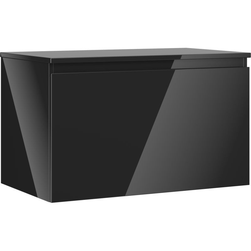 Mexen Orio bathroom cabinet for basin 80 cm with countertop, 1 drawer, black gloss - 91A10-08047-1-BFC70