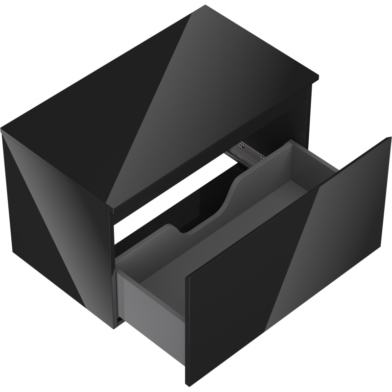 Mexen Orio bathroom cabinet for basin 80 cm with countertop, 1 drawer, black gloss - 91A10-08047-1-BFC70