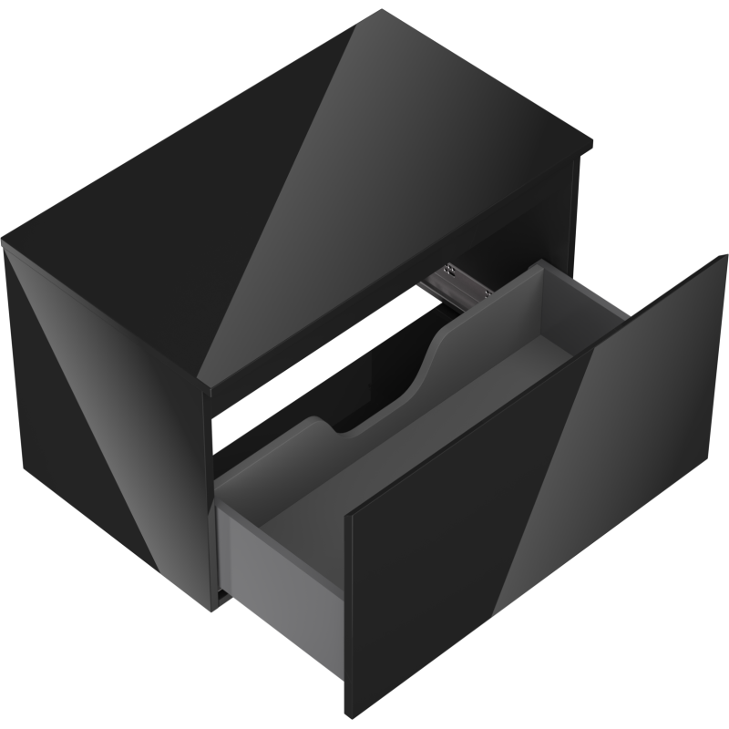 Mexen Orio mueble de baño bajo lavabo de 80 cm con encimera, 1 cajón, negro brillo - 91A10-08047-1-BFC70