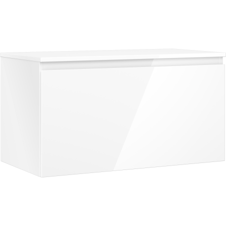 Mexen Orio Badezimmer-Unterschrank 90 cm mit Platte, 1 Schublade, weiß glänzend - 91A10-09047-1-BFC00