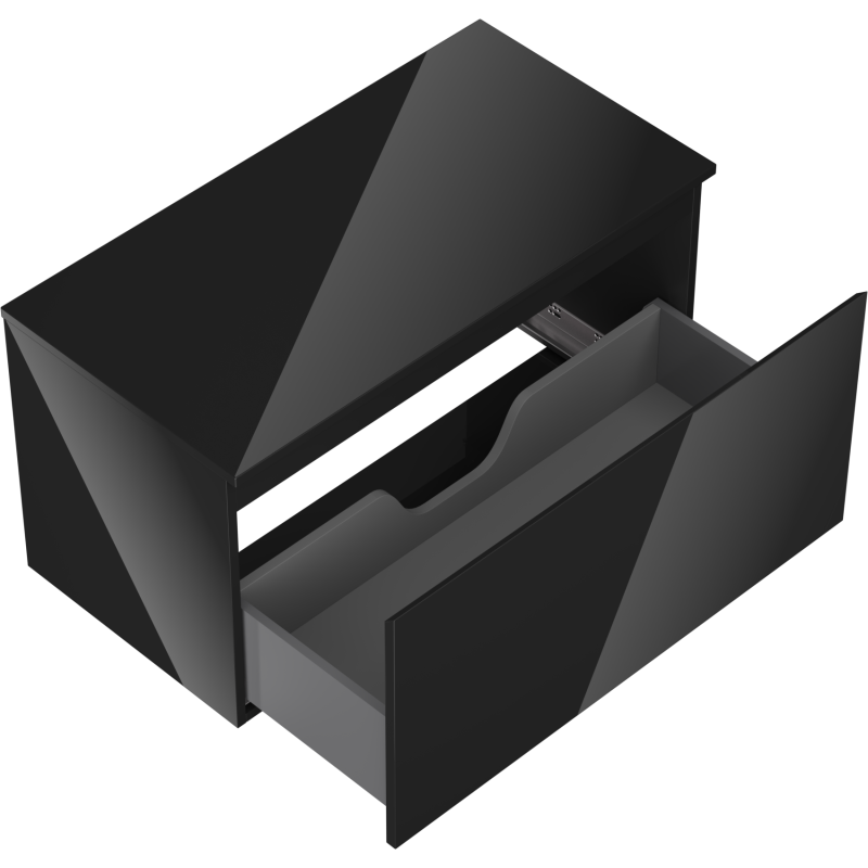 Mexen Orio Badezimmerunterschrank 90 cm mit Arbeitsplatte, 1 Schublade, schwarz glänzend - 91A10-09047-1-BFC70