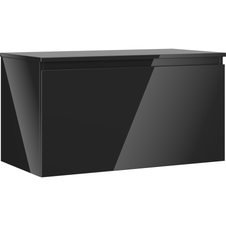 Mexen Orio Badezimmerschrank 90 cm mit Arbeitsplatte, 1 Schublade, Schwarz Hochglanz - 91A10-09047-1-BFC70