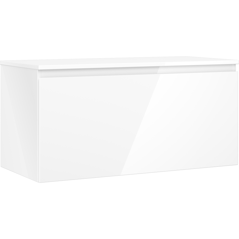 Mexen Orio bathroom cabinet 100 cm with countertop, 1 drawer, white gloss - 91A10-10047-1-BFC00