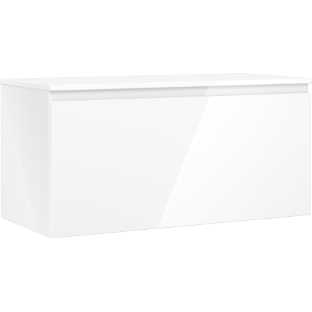 Mexen Orio Badezimmerschrank 100 cm mit Arbeitsplatte, 1 Schublade, weiß glänzend - 91A10-10047-1-BFC00