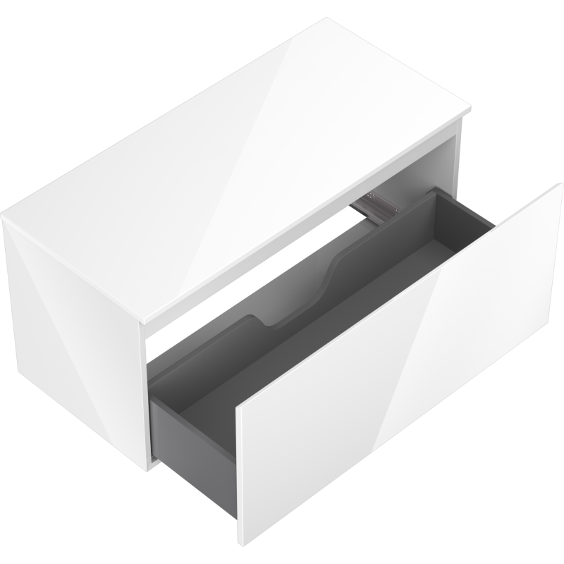 Mexen Orio bathroom cabinet 100 cm with countertop, 1 drawer, white gloss - 91A10-10047-1-BFC00