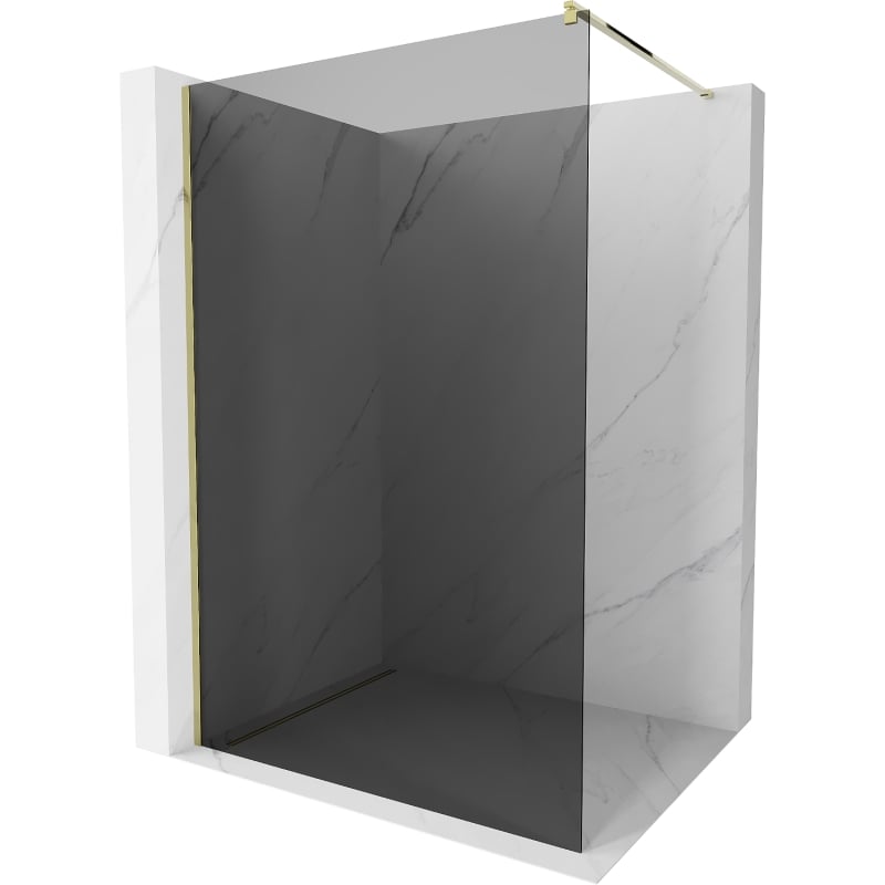Mexen Kioto Dušipaneel Walk-in 80 x 200 cm, grafiit 8 mm, kuldne - 800-080-101-50-40