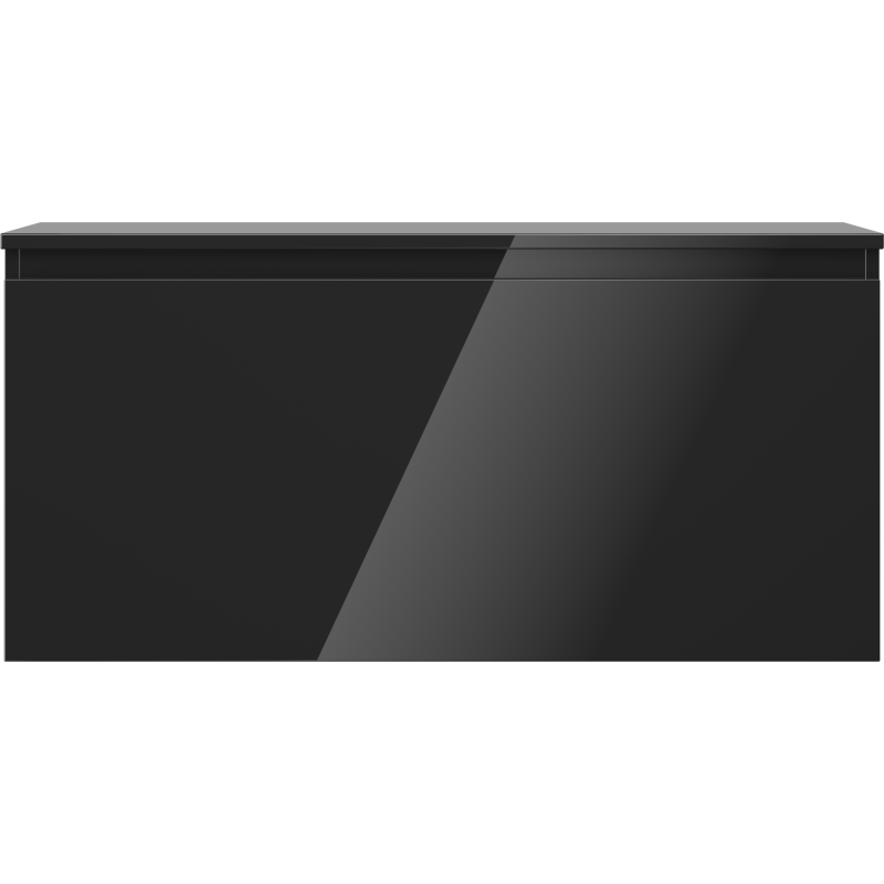 Mexen Orio 100 cm Bathroom Cabinet with Countertop, 1 Drawer, Black Gloss - 91A10-10047-1-BFC70