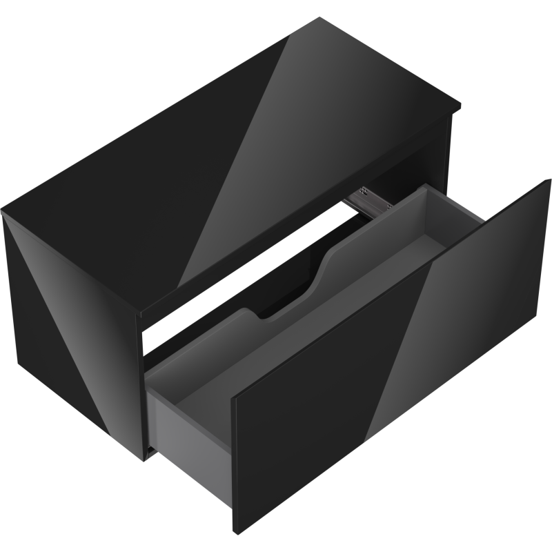 Mexen Orio badrumsskåp under handfat 100 cm med bänkskiva, 1 låda, svart glans - 91A10-10047-1-BFC70