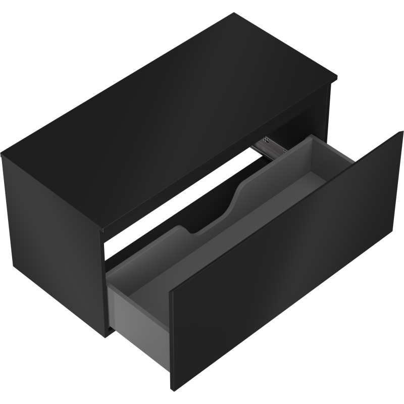 Mexen Orio badrumsskåp under tvättställ 100 cm med bänkskiva, 1 låda, svart matt - 91A10-10047-1-BFC71