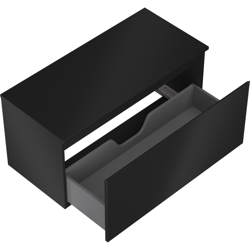 Mexen Orio mueble de baño bajo lavabo 100 cm con encimera, 1 cajón, negro mate - 91A10-10047-1-BFC71