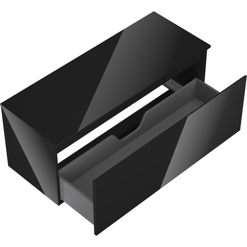 Mexen Orio Badezimmerschrank für Waschbecken 120 cm mit Arbeitsplatte, 1 Schublade, schwarz glänzend - 91A10-12047-1-BFC70