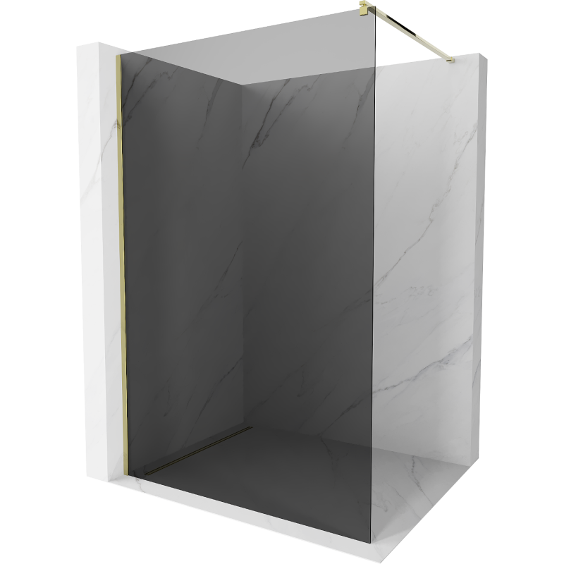 Mexen Kioto ścianka prysznicowa Walk-in 120 x 200 cm, grafit 8 mm, złota - 800-120-101-50-40