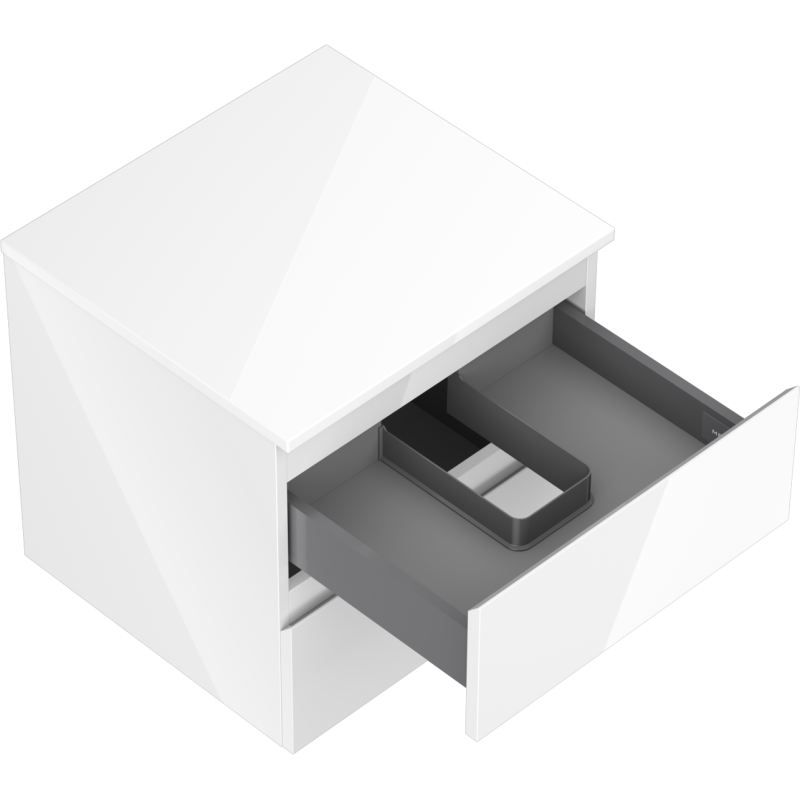 Mexen Orio badrumsskåp under tvättställ 50 cm med bänkskiva, 2 lådor, vit högglans - 91A10-05047-2-BFFC00