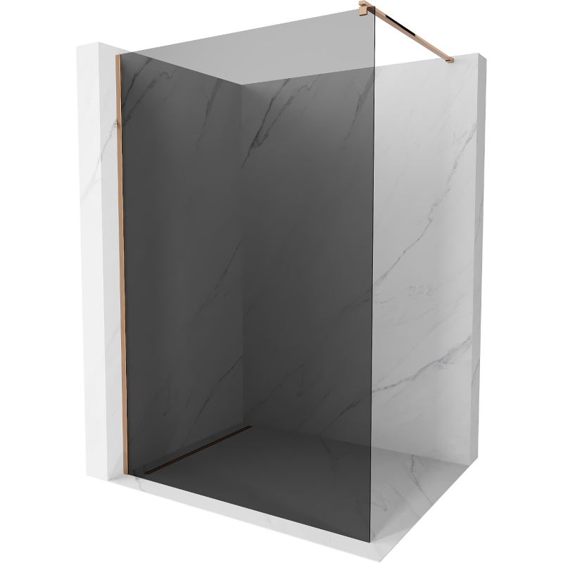 Mexen Kioto parede de duche Walk-in 70 x 200 cm, grafite 8 mm, ouro rosa - 800-070-101-60-40