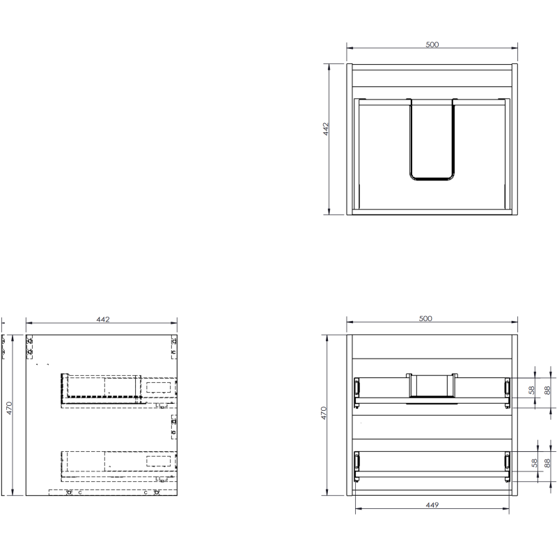 Mexen Orio armario de baño para lavabo de 50 cm con encimera, 2 cajones, blanco mate - 91A10-05047-2-BFFC01