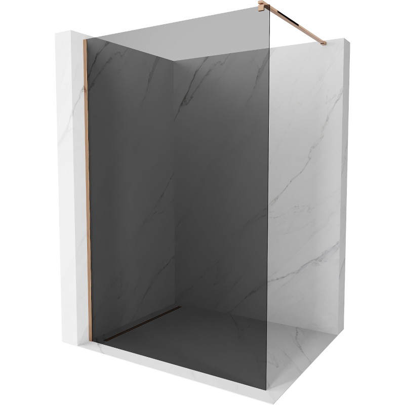 Mexen Kioto Walk-in Shower Screen 90 x 200 cm, Graphite 8 mm, Rose Gold - 800-090-101-60-40