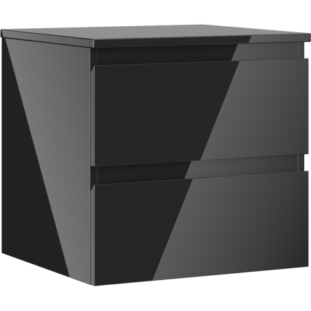 Mexen Orio armario de baño para lavabo de 50 cm con encimera, 2 cajones, negro brillante - 91A10-05047-2-BFFC70