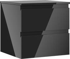 Mexen Orio Badezimmerschrank 50 cm mit Arbeitsplatte, 2 Schubladen, schwarz glänzend - 91A10-05047-2-BFFC70