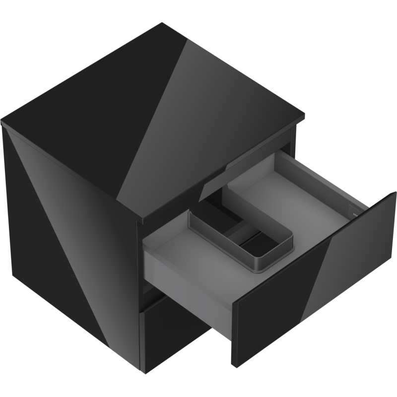 Mexen Orio 50 cm tvättställsskåp med bänkskiva, 2 lådor, svart högglans - 91A10-05047-2-BFFC70