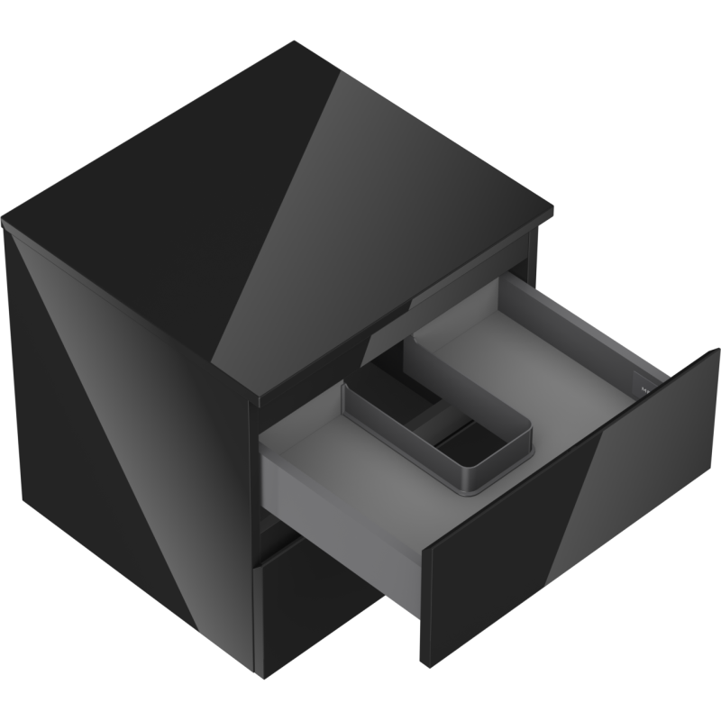 Mexen Orio armario de baño para lavabo de 50 cm con encimera, 2 cajones, negro brillante - 91A10-05047-2-BFFC70