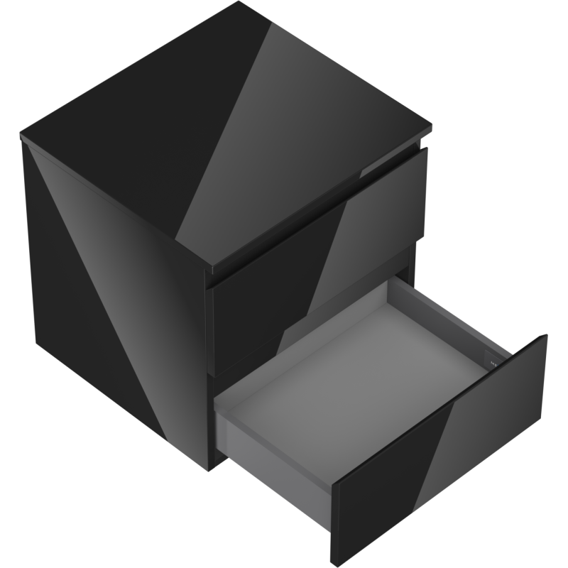 Mexen Orio 50 cm tvättställsskåp med bänkskiva, 2 lådor, svart högglans - 91A10-05047-2-BFFC70