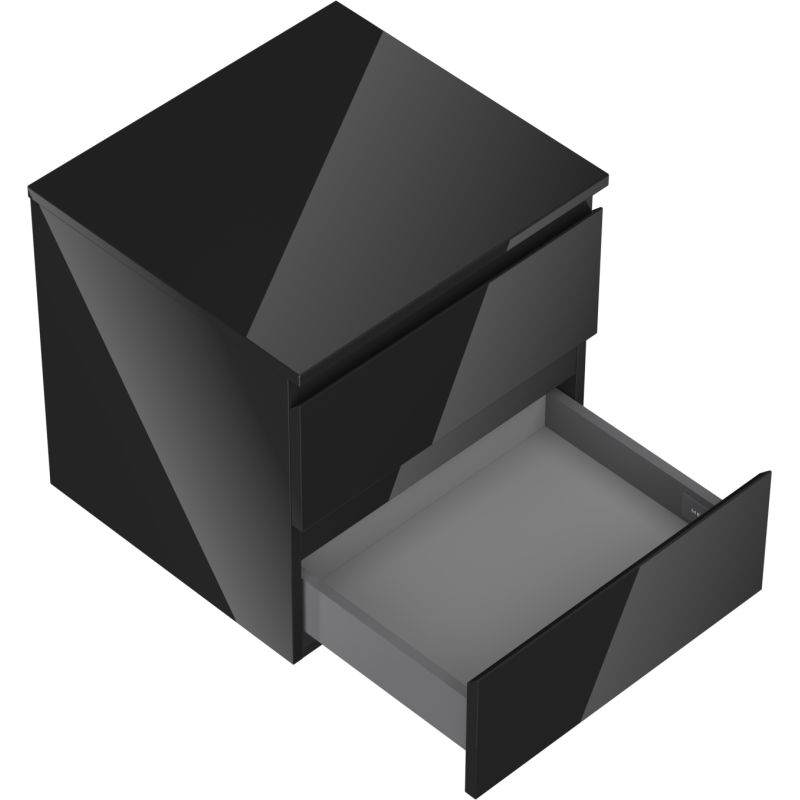 Mexen Orio Badezimmerschrank 50 cm mit Arbeitsplatte, 2 Schubladen, schwarz glänzend - 91A10-05047-2-BFFC70