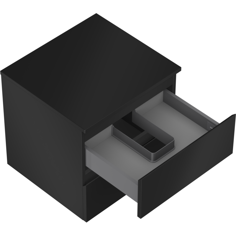 Mexen Orio mueble de baño bajo lavabo de 50 cm con encimera, 2 cajones, negro mate - 91A10-05047-2-BFFC71