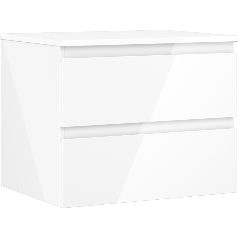 Mexen Orio Badezimmerschrank für Waschbecken 60 cm mit Arbeitsplatte, 2 Schubladen, weiß glänzend - 91A10-06047-2-BFFC00