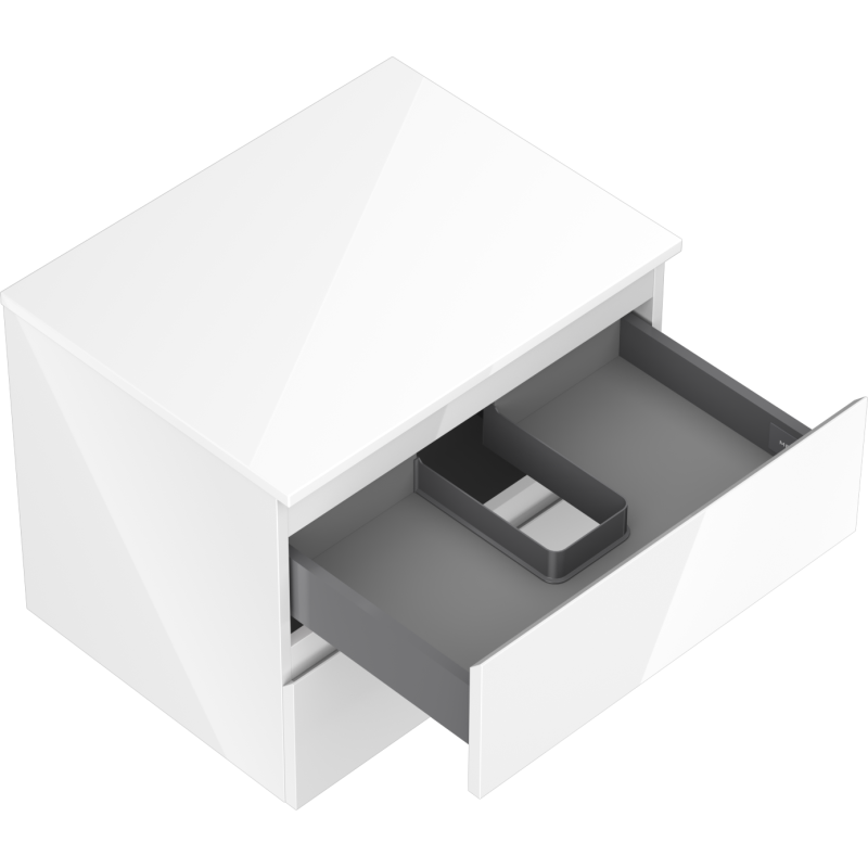 Mexen Orio mobile da bagno sotto lavabo 60 cm con piano, 2 cassetti, bianco lucido - 91A10-06047-2-BFFC00