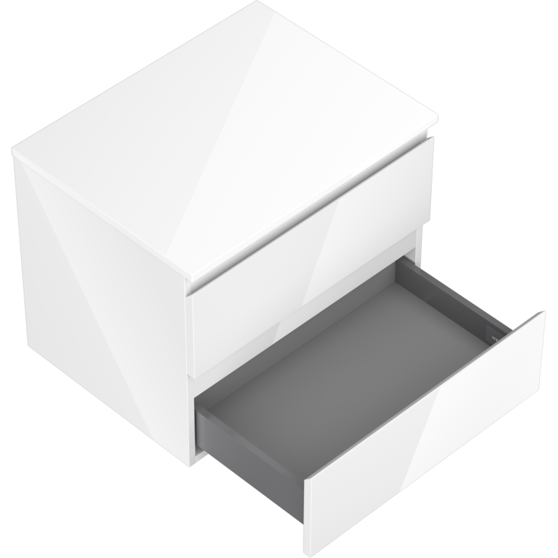 Mexen Orio armario de baño para lavabo de 60 cm con encimera, 2 cajones, blanco brillante - 91A10-06047-2-BFFC00