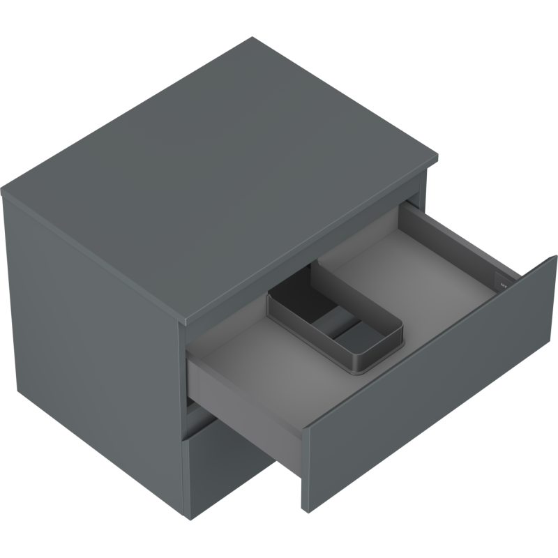 Mexen Orio badrumsskåp under tvättställ 60 cm med bänkskiva, 2 lådor, grafit matt - 91A10-06047-2-BFFC66