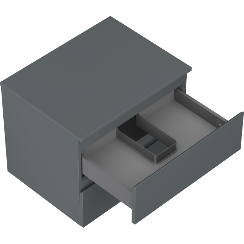 Mexen Orio meuble de salle de bain sous lavabo 60 cm avec plan de travail, 2 tiroirs, graphite mat - 91A10-06047-2-BFFC66