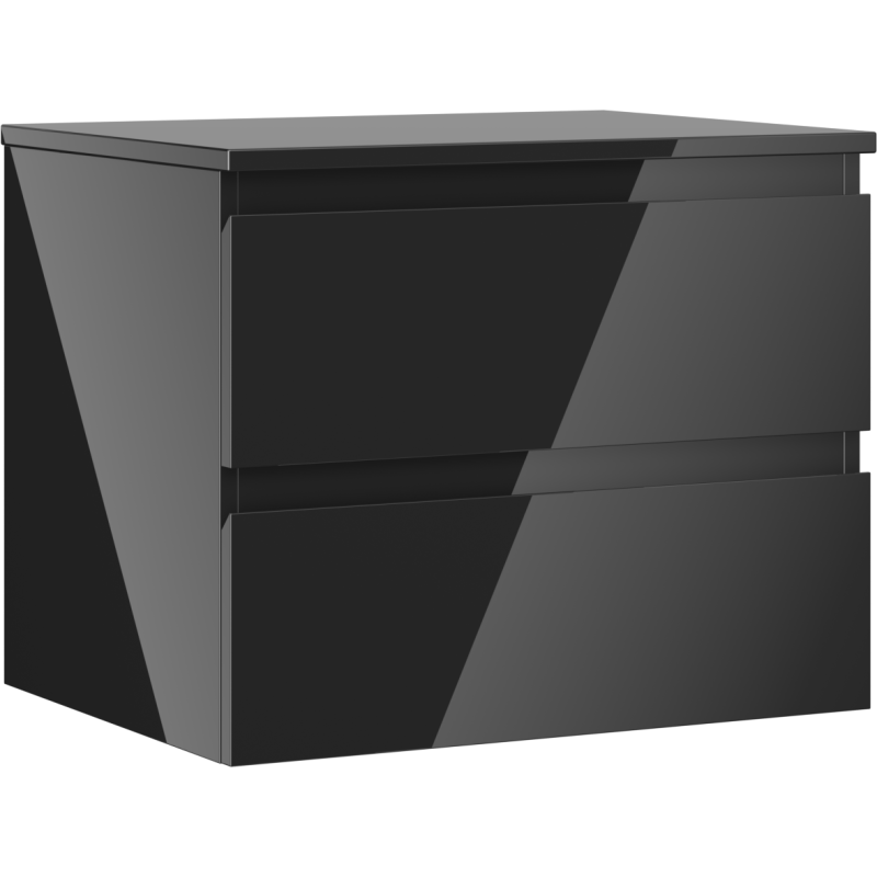 Mexen Orio badrumsskåp under handfatet 60 cm med bänkskiva, 2 lådor, svart glans - 91A10-06047-2-BFFC70