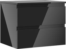 Mexen Orio Badezimmer-Unterschrank 60 cm mit Arbeitsplatte, 2 Schubladen, schwarz glänzend - 91A10-06047-2-BFFC70