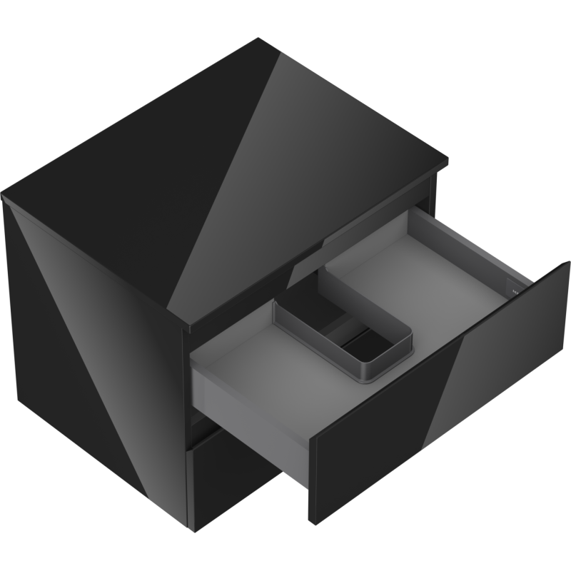 Mexen Orio badrumsskåp under handfatet 60 cm med bänkskiva, 2 lådor, svart glans - 91A10-06047-2-BFFC70