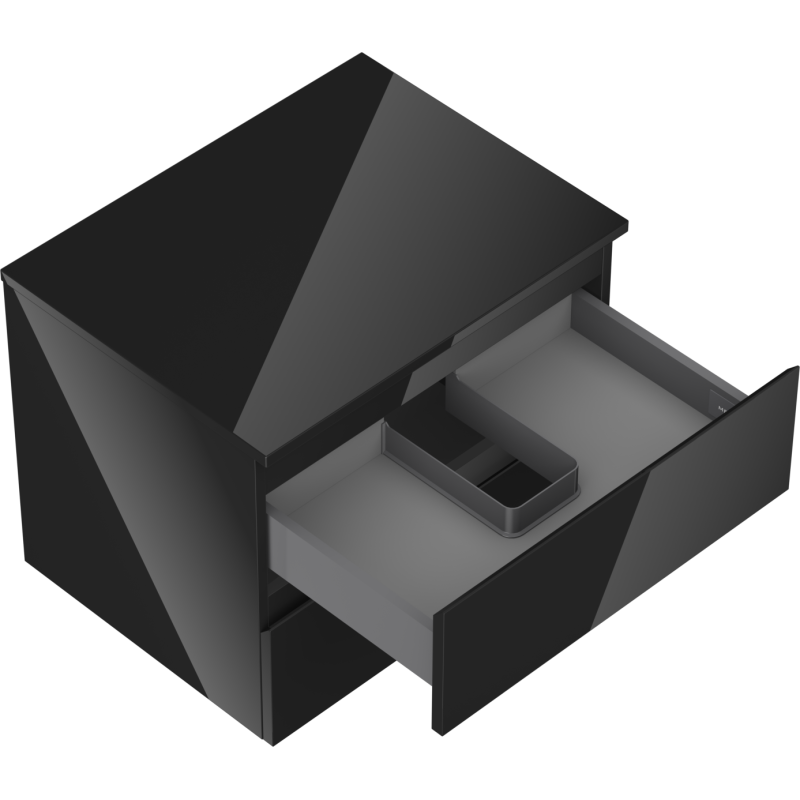 Mexen Orio mobiletto da bagno sotto il lavandino 60 cm con piano, 2 cassetti, nero lucido - 91A10-06047-2-BFFC70