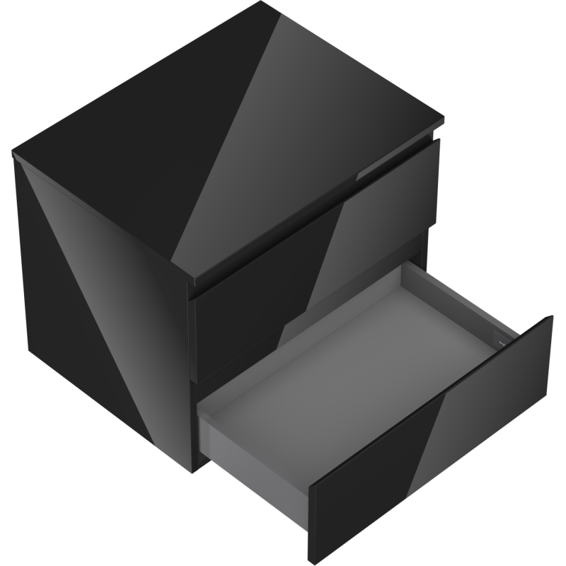 Mexen Orio Badezimmer-Unterschrank 60 cm mit Arbeitsplatte, 2 Schubladen, schwarz glänzend - 91A10-06047-2-BFFC70