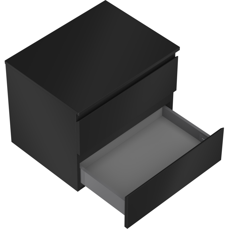 Mexen Orio 60 cm pesuallasalusta kylpyhuonekaappi, 2 laatikkoa, musta matta - 91A10-06047-2-BFFC71