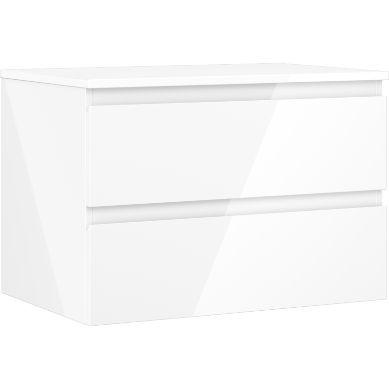 Mexen Orio bathroom cabinet for a washbasin 70 cm with countertop, 2 drawers, white gloss - 91A10-07047-2-BFFC00