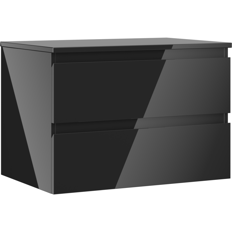 Mexen Orio 70 cm Bathroom Cabinet with Countertop, 2 Drawers, Black Gloss - 91A10-07047-2-BFFC70