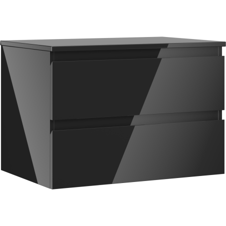 Mexen Orio Badezimmerschrank für Waschbecken 70 cm mit Arbeitsplatte, 2 Schubladen, schwarz glänzend - 91A10-07047-2-BFFC70