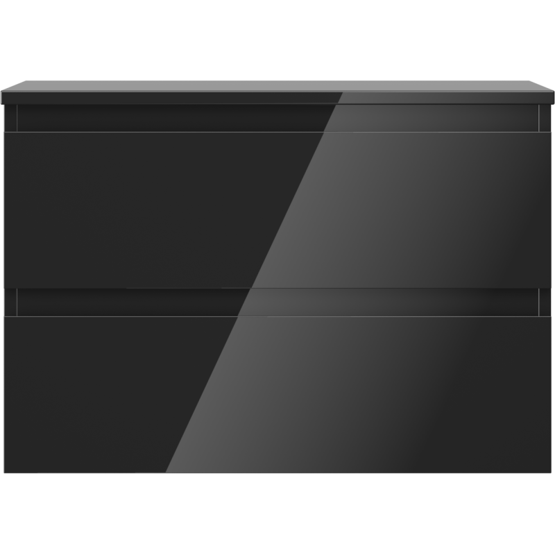 Mexen Orio 70 cm Bathroom Cabinet with Countertop, 2 Drawers, Black Gloss - 91A10-07047-2-BFFC70