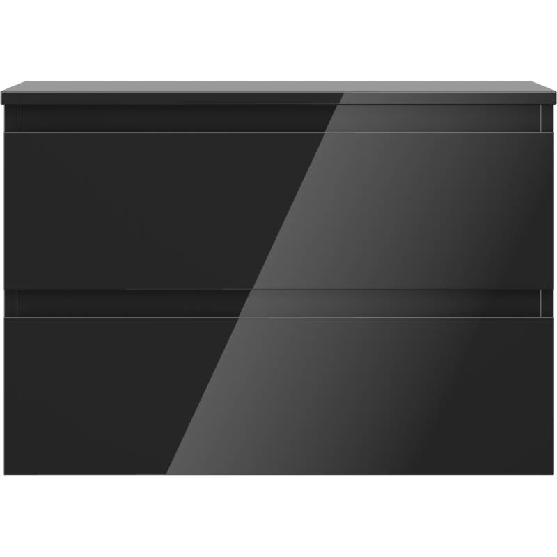 Mexen Orio Badezimmerschrank für Waschbecken 70 cm mit Arbeitsplatte, 2 Schubladen, Schwarz glänzend - 91A10-07047-2-BFFC70