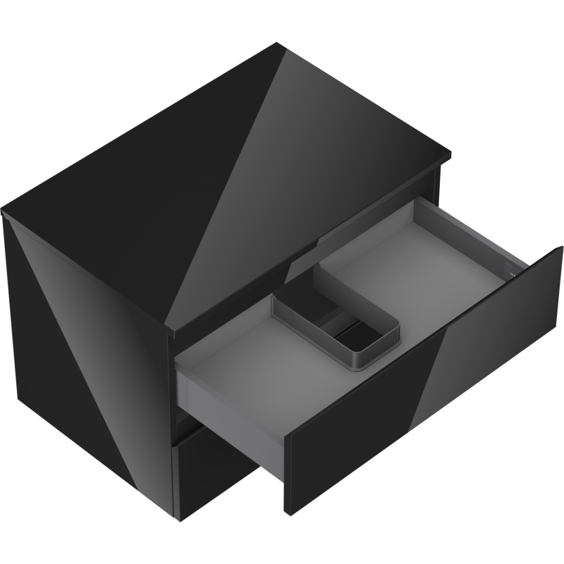 Mexen Orio badrumsskåp under handfat 70 cm med bänkskiva, 2 lådor, svart glans - 91A10-07047-2-BFFC70