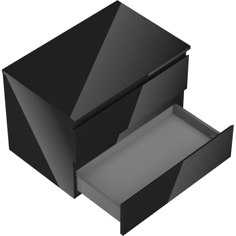 Mexen Orio 70 cm Bathroom Cabinet with Countertop, 2 Drawers, Black Gloss - 91A10-07047-2-BFFC70